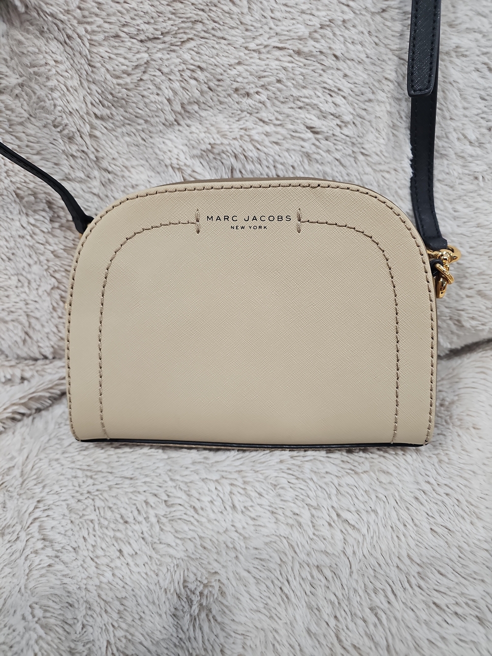 Marc Jacobs Cream Crossbody Bag with Black Strap